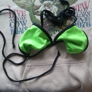 Sabree Neon Green Bikini Top with Black Trim